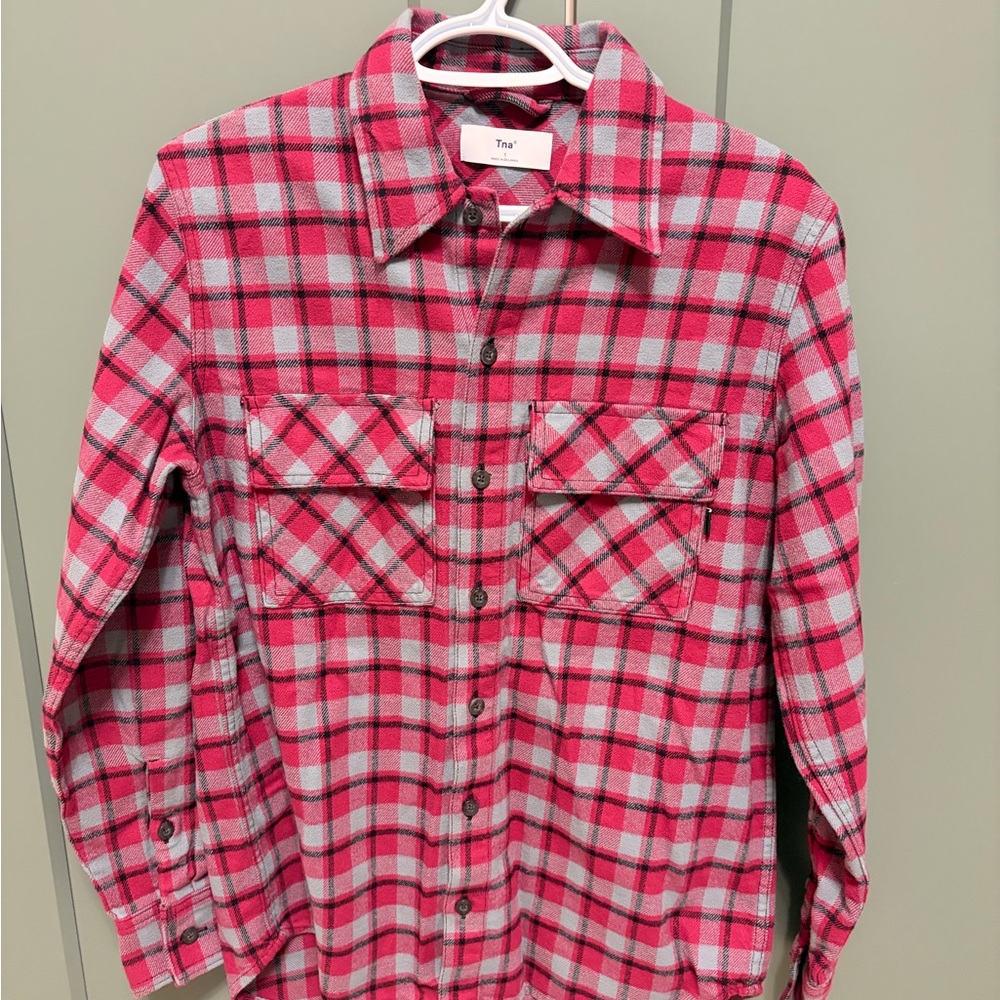 Tna Pink Plaid Button-Up Shirt